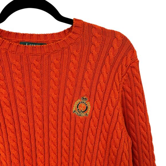 Vintage Lauren Ralph Lauren Orange Pullover Knit Sweater Womens Petite Small - Picture 2 of 5